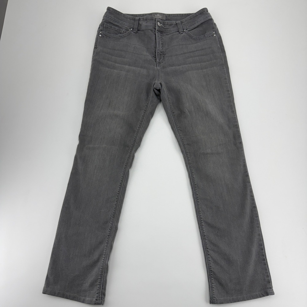Chicos So Slimming Straight Leg Jeans Gray Stretch Denim Size 1 1G304822